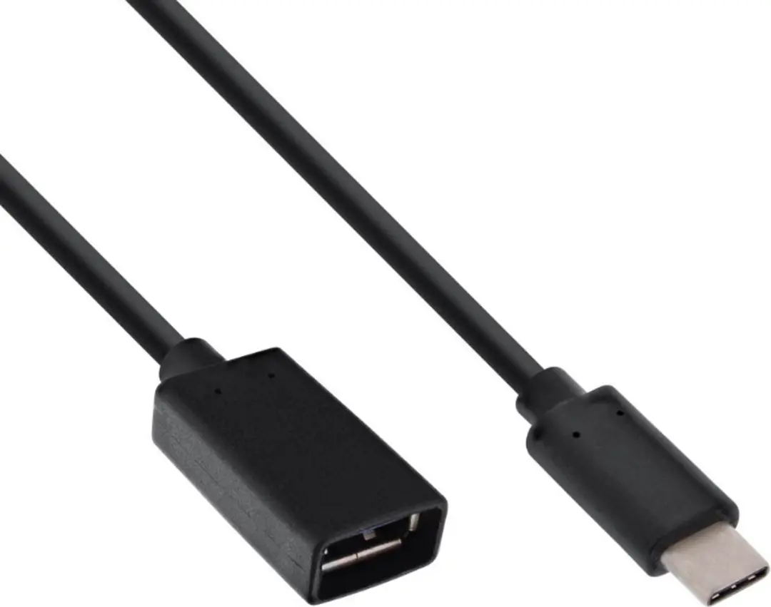 InLine USB-C naar USB-A Adapterkabel 0,15m - Zwart