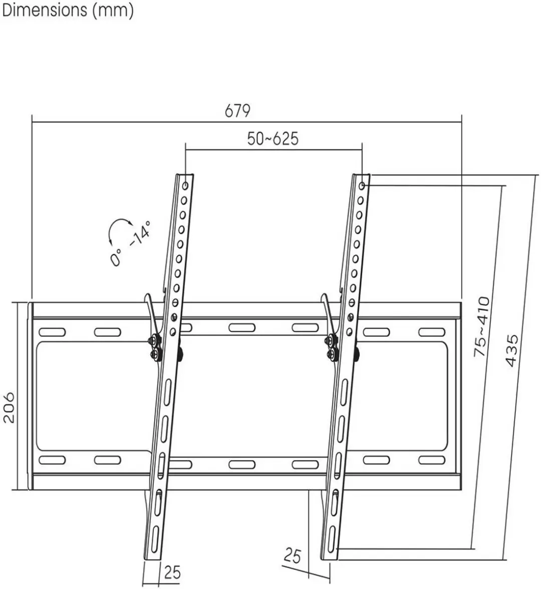 SpeaKa Professional SP-TVM-1700 TV-beugel 94-203cm Kantelbaar - Zwart