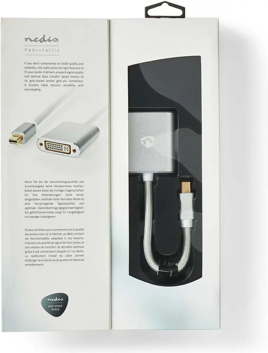 Nedis Mini DisplayPort naar DVI-D Kabel 21.6Gbps 0.2m - Zilver - afbeelding 6 van 6