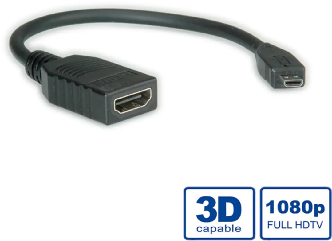 Roline HDMI High Speed Kabel 0,15m - Micro HDMI naar HDMI - Zwart