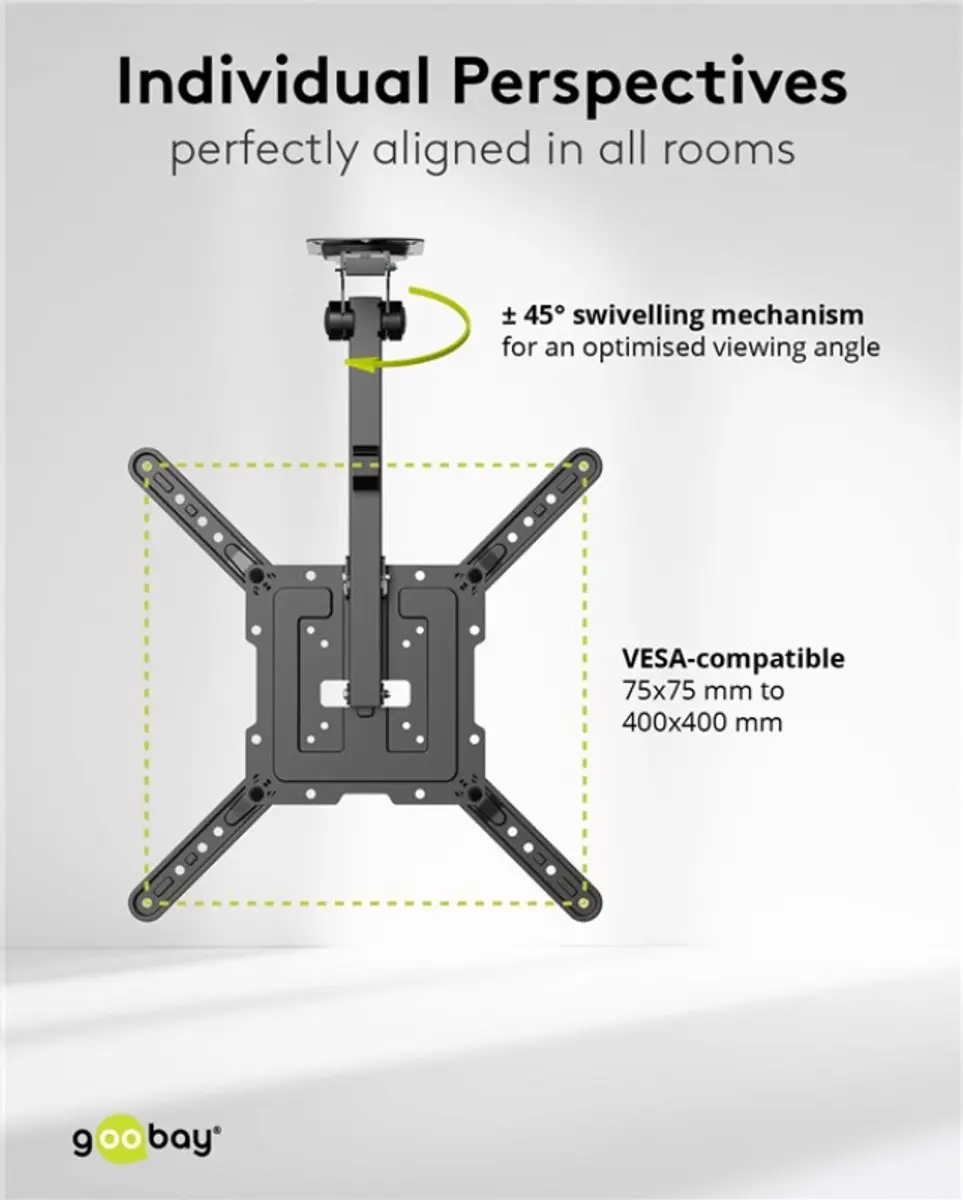 Goobay TV-Plafondbeugel 70824 - 55 inch - inklapbaar - Zwart