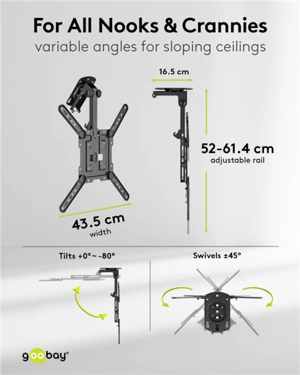 Goobay TV-Plafondbeugel 70824 - 55 inch - inklapbaar - Zwart