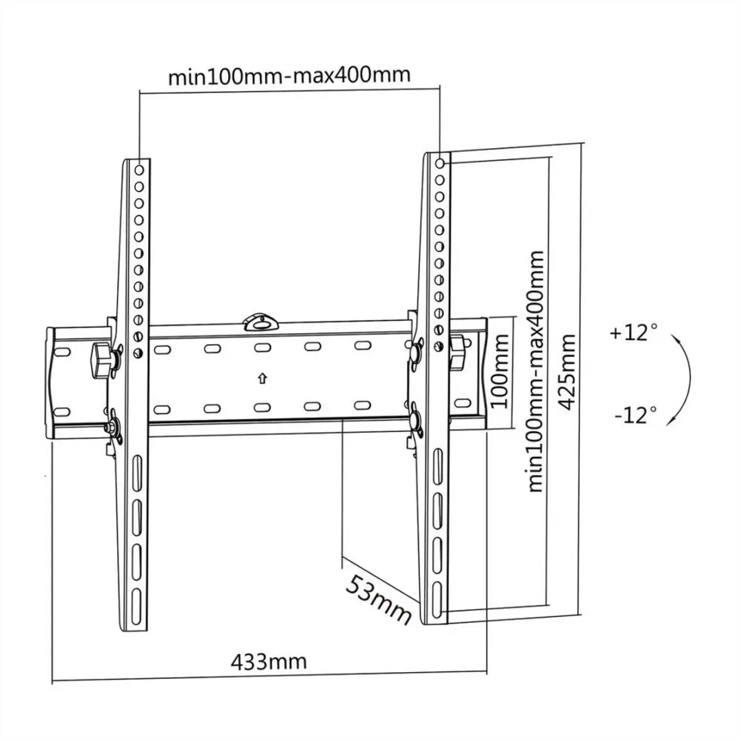 Value TV Muurbeugel 27mm - Kantelbaar - Zwart