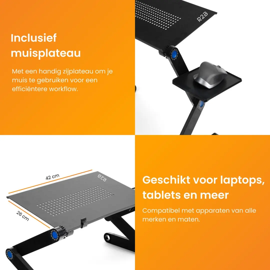 R2B Laptoptafel Tilburg Verstelbaar - 17 Inch - Zwart - afbeelding 6 van 6