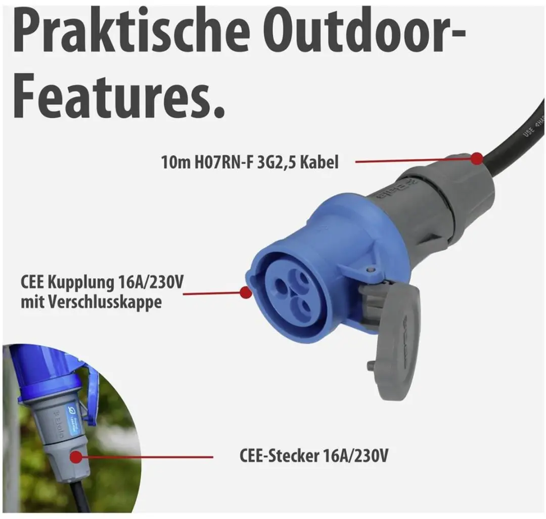 Brennenstuhl 1168650610 Stroom Camping-CEE-verlengkabel 10m - 3G 2,5mm²