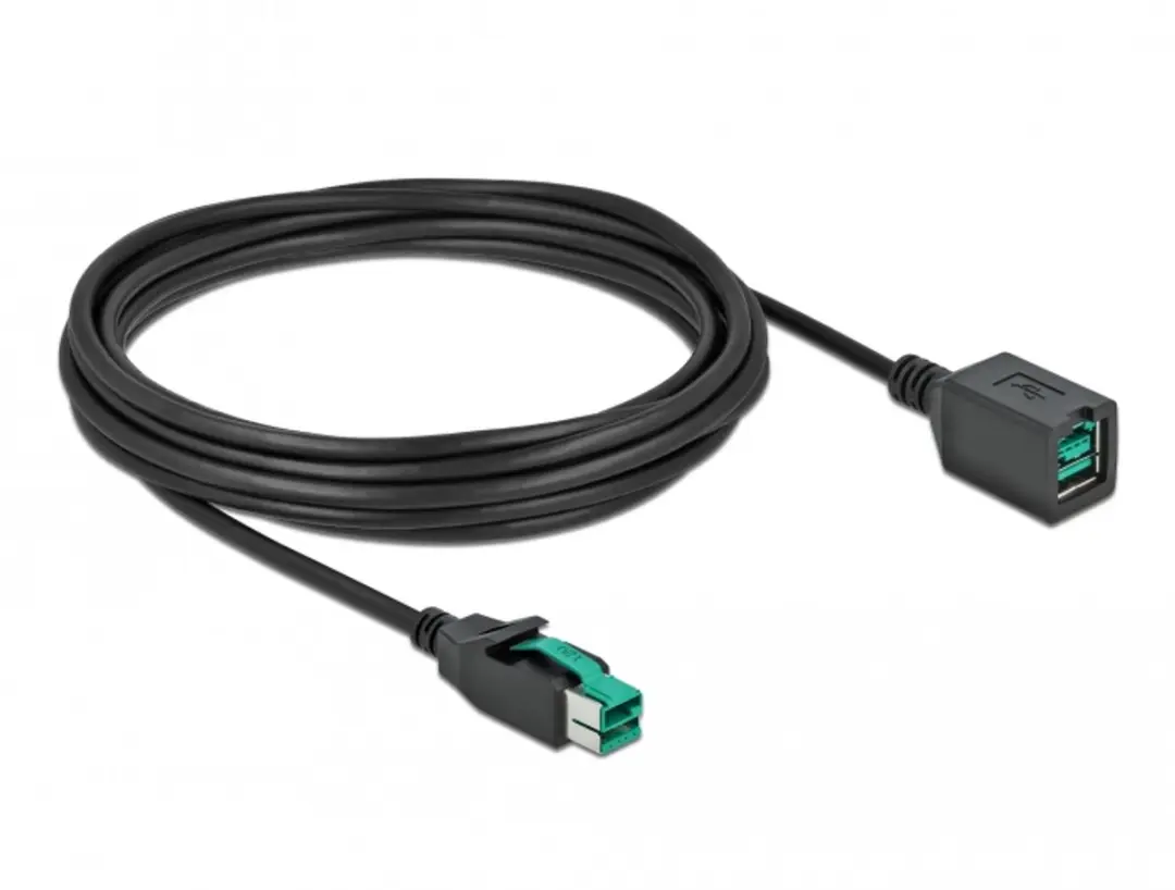 Delock PoweredUSB Extensiekabel 12V 5m - Zwart