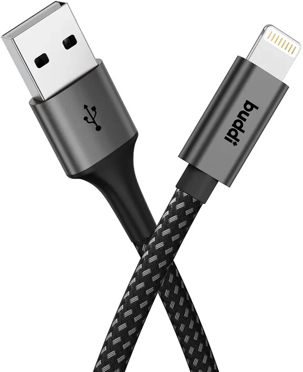 Buddi Flex USB-A naar Lightning Kabel 12W 1M - Zwart