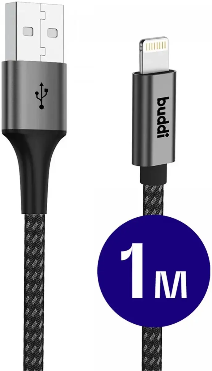 Buddi Flex USB-A naar Lightning Kabel 12W 1M