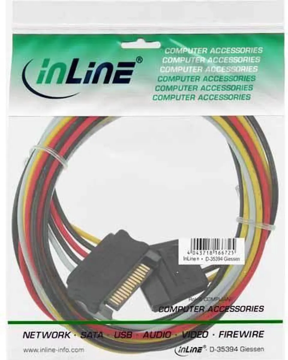 InLine SATA Voeding Verlengkabel 1m