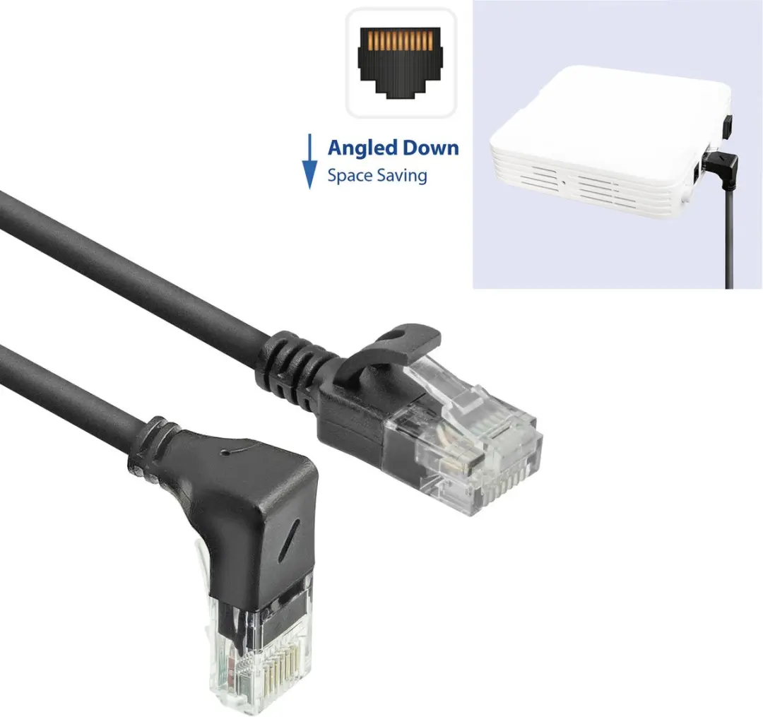 ACT DC3902 U/UTP CAT6A Patchkabel 2m - Zwart - 90° haaks