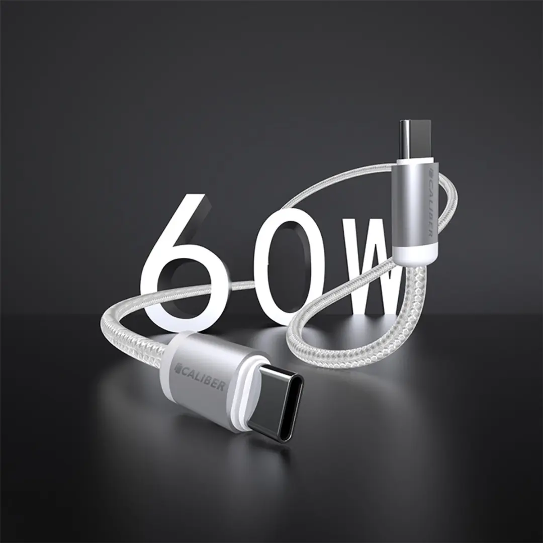 Caliber CL-CC2-1PACK USB C Kabel 2m - Wit/Grijs