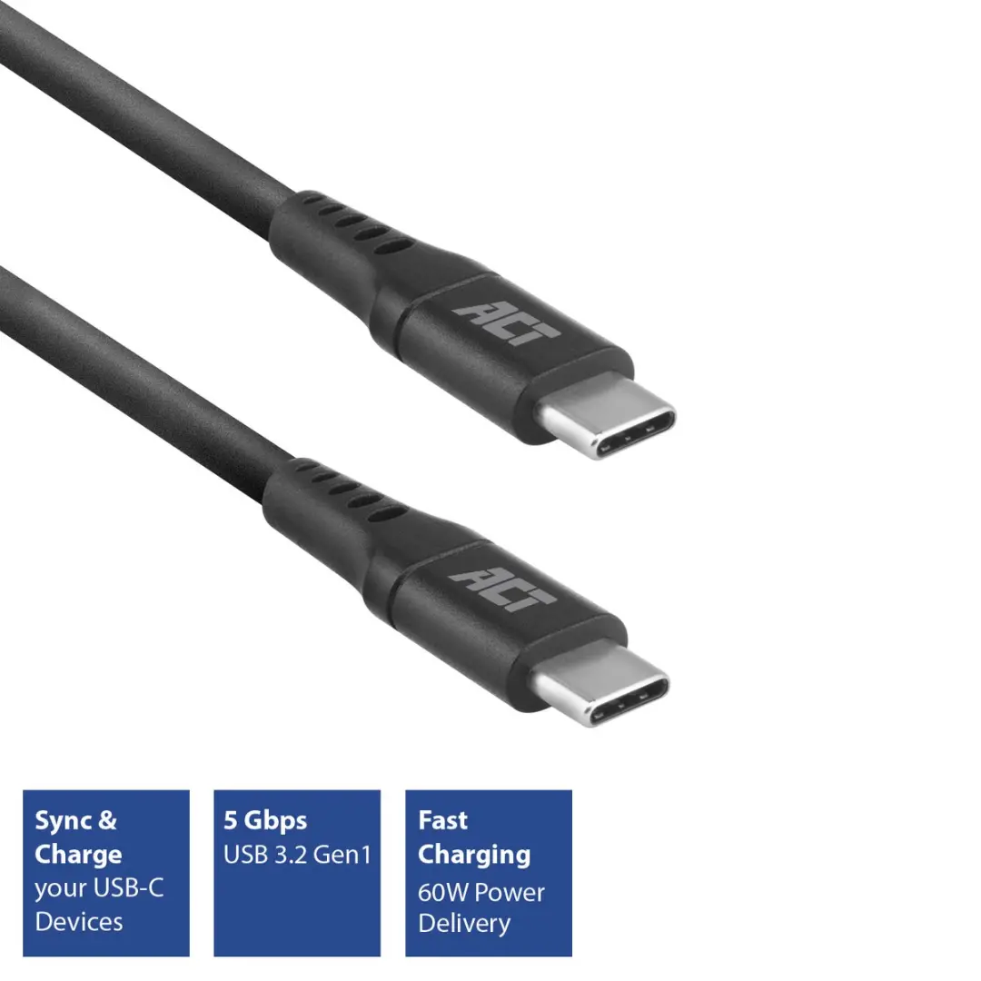 ACT AC3025 USB 3.2 Gen1 Kabel C-C 1m - Zwart