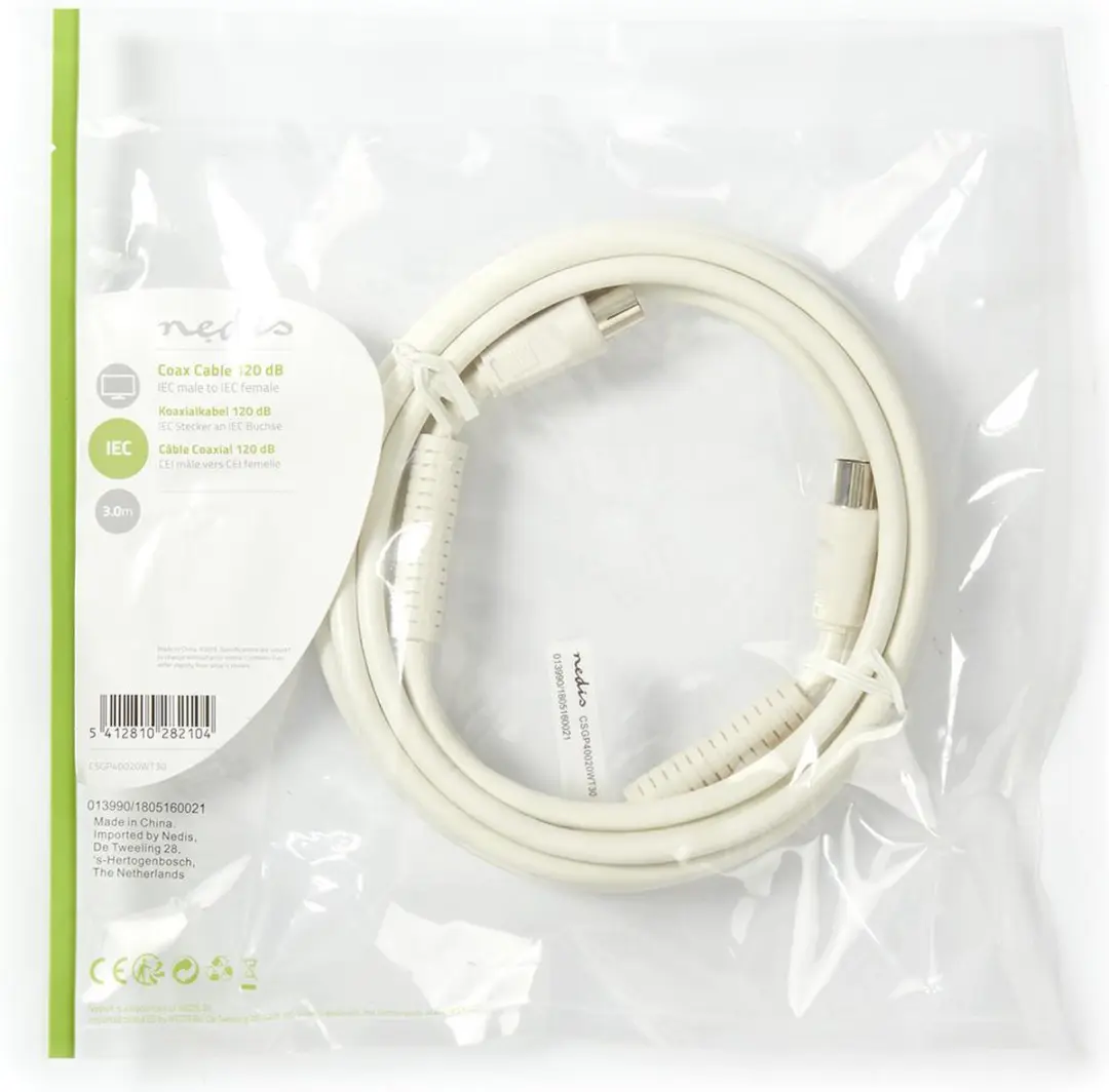 Nedis Coaxkabel CSGL40020WT30 - 3m - 75 Ohm - Wit