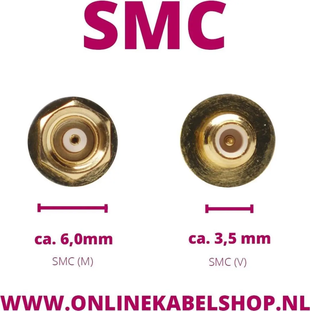 Delock SMB naar SMC Adapter 50 Ohm - Goud