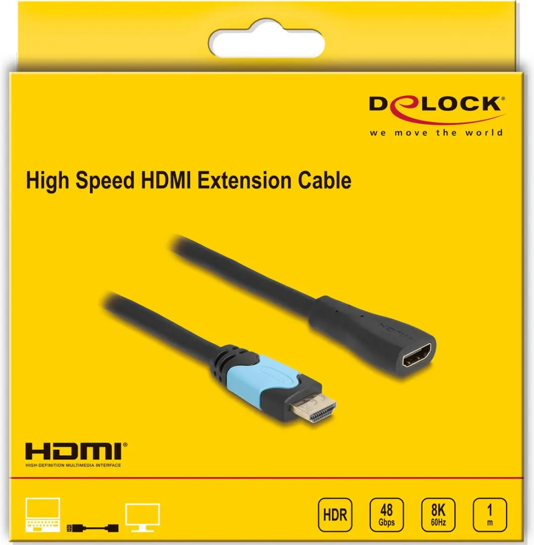 Delock High Speed HDMI Kabel 48 Gbps 8K 60Hz 1m - Zwart/Turkoois