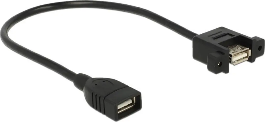 Delock USB 2.0 A Male naar A Female Kabel 0,25m - Zwart