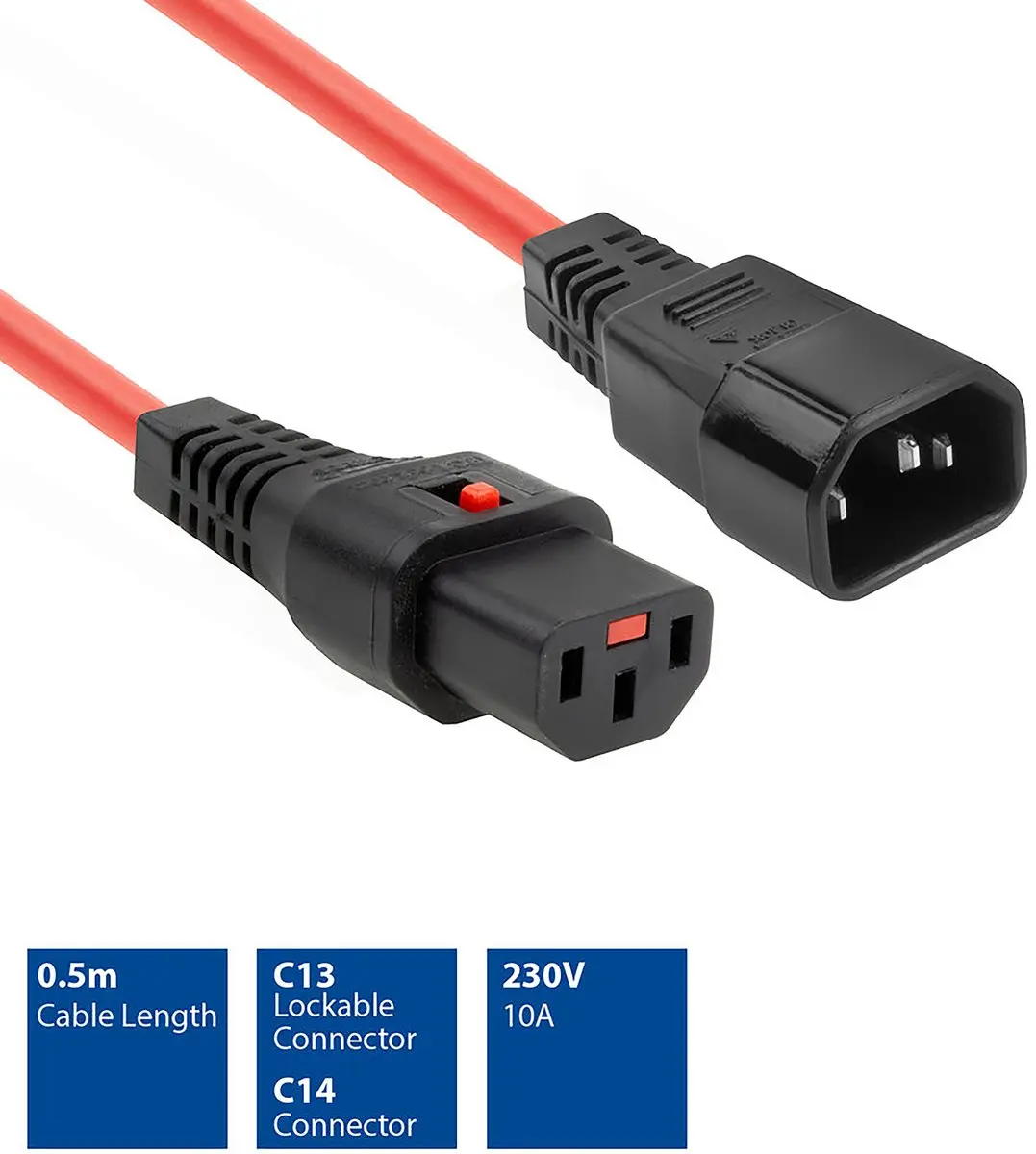 ACT PC1384 AK5192 Netsnoer C13-C14 - 0,5m Rood