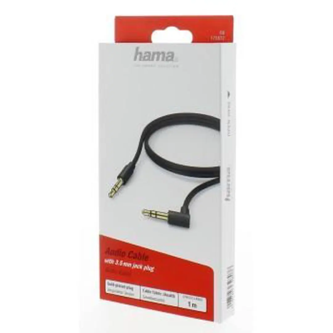 Hama Audiokabel 3,5mm Jack 90° 1m - Zwart