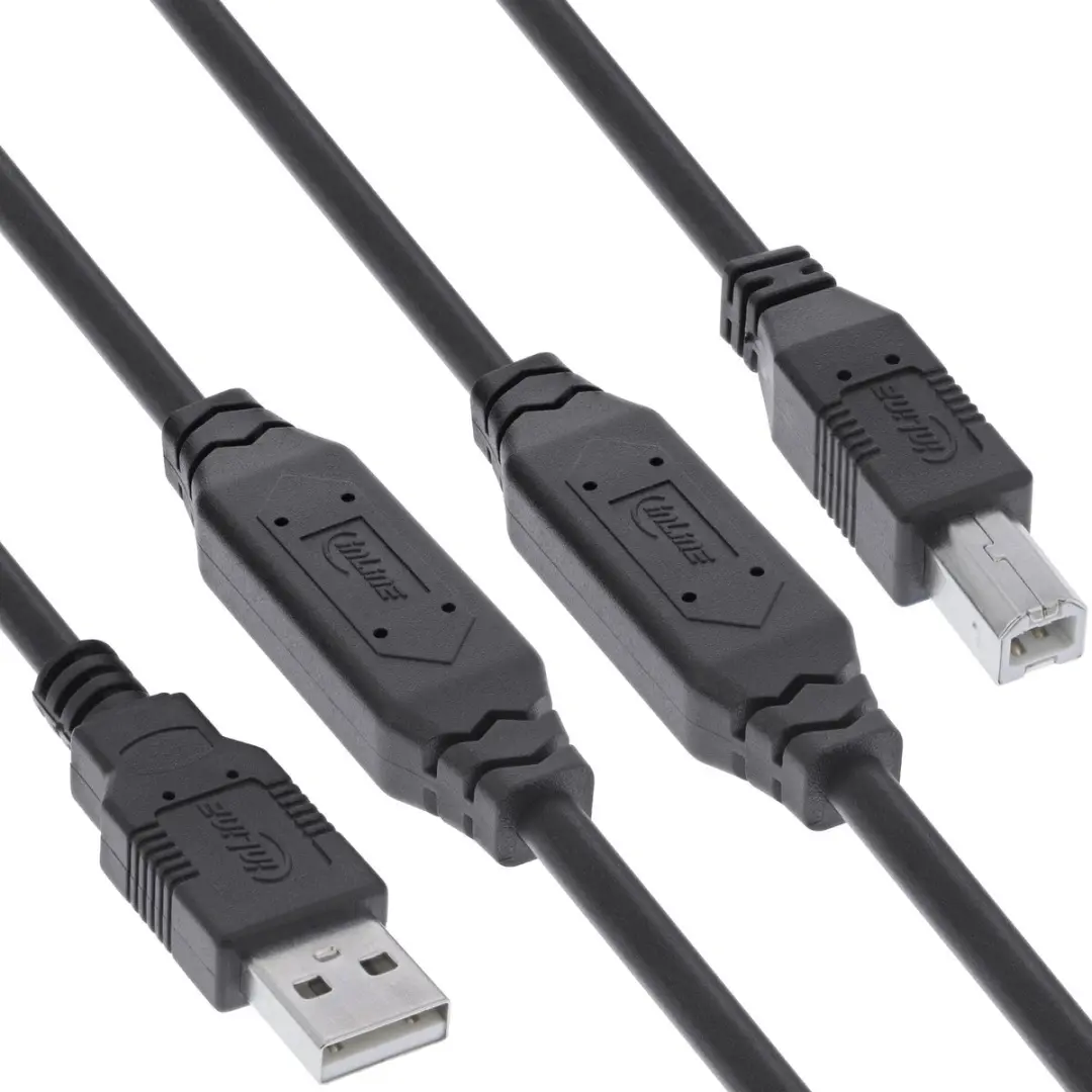 InLine USB-A naar USB-B Kabel 12,5m - USB 2.0 - Zwart