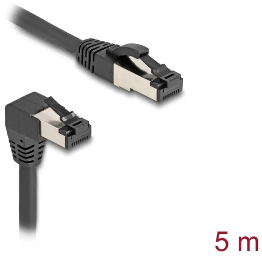 Delock Cat.8.1 S/FTP RJ45 Kabel 5m - 90° Hoek - Zwart