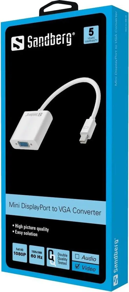 Sandberg Mini DisplayPort naar VGA Adapter - Wit