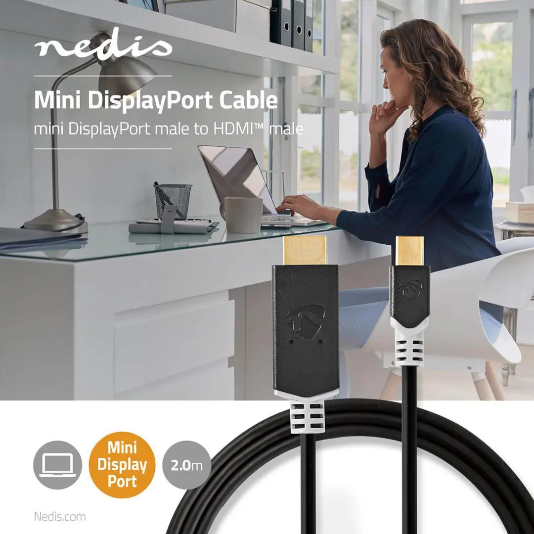 Nedis Mini DisplayPort naar HDMI Kabel 48Gbps 2m - Antraciet