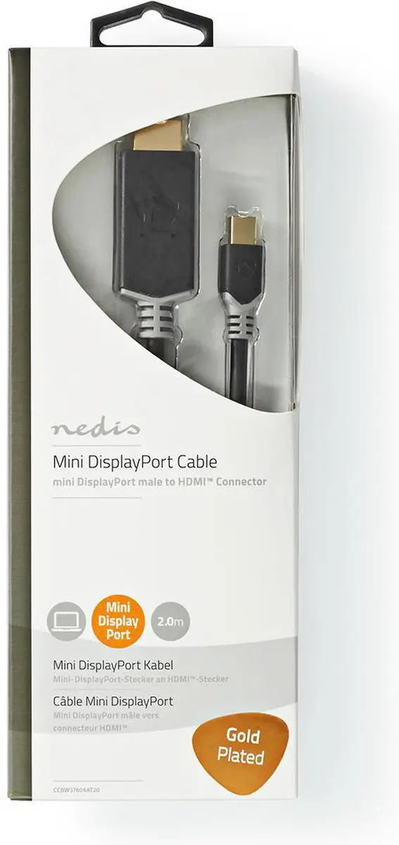 Nedis Mini DisplayPort naar HDMI Kabel 48Gbps 2m - Antraciet