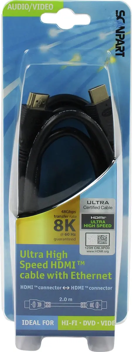 Scanpart HDMI Kabel 2m 8K@60Hz - 48Gbps - Zwart