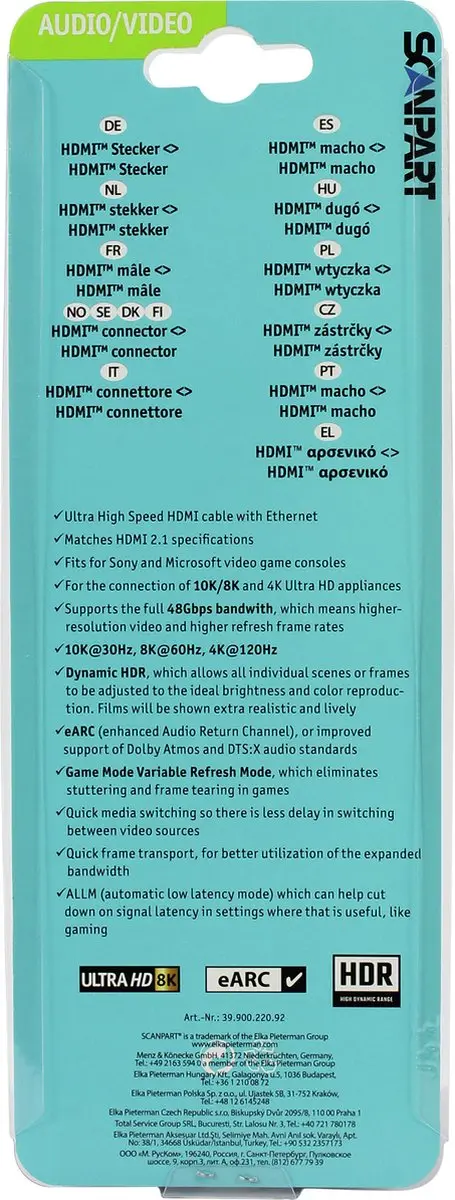 Scanpart HDMI Kabel 2m 8K@60Hz - 48Gbps - Zwart