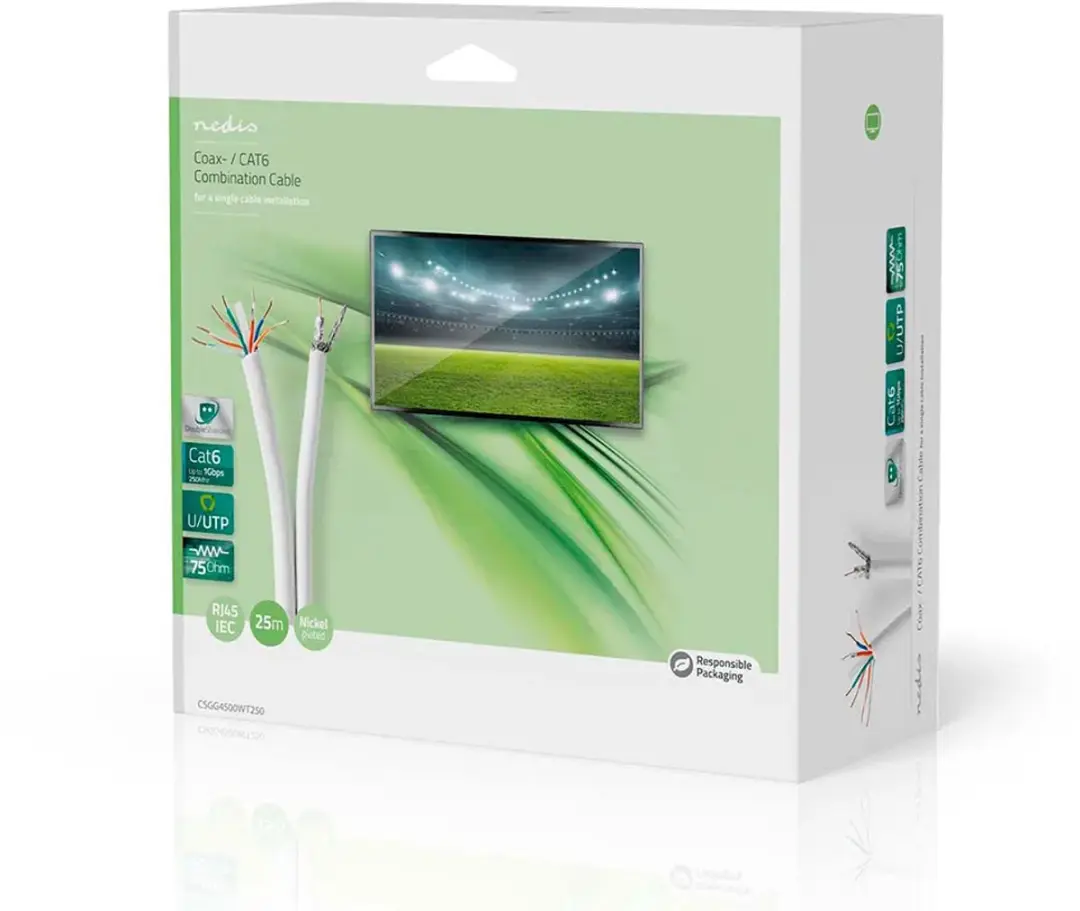 Nedis IEC CAT6 Combikabel RG58 75 Ohm 25m - Wit