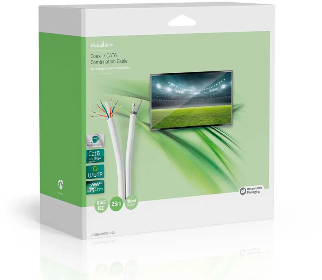 Nedis IEC CAT6 Combikabel RG58 75 Ohm 25m - Wit