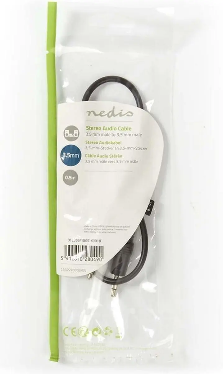Nedis Audio AUX Kabel 0.5m 3.5mm Jack - Zwart
