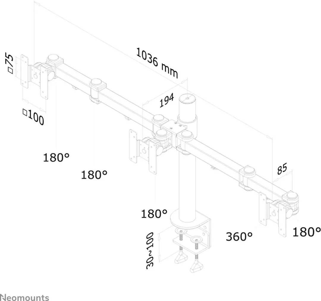 Neomounts FPMA-D960D3 Monitorarm 3 schermen - 10-21" - 0-6 kg