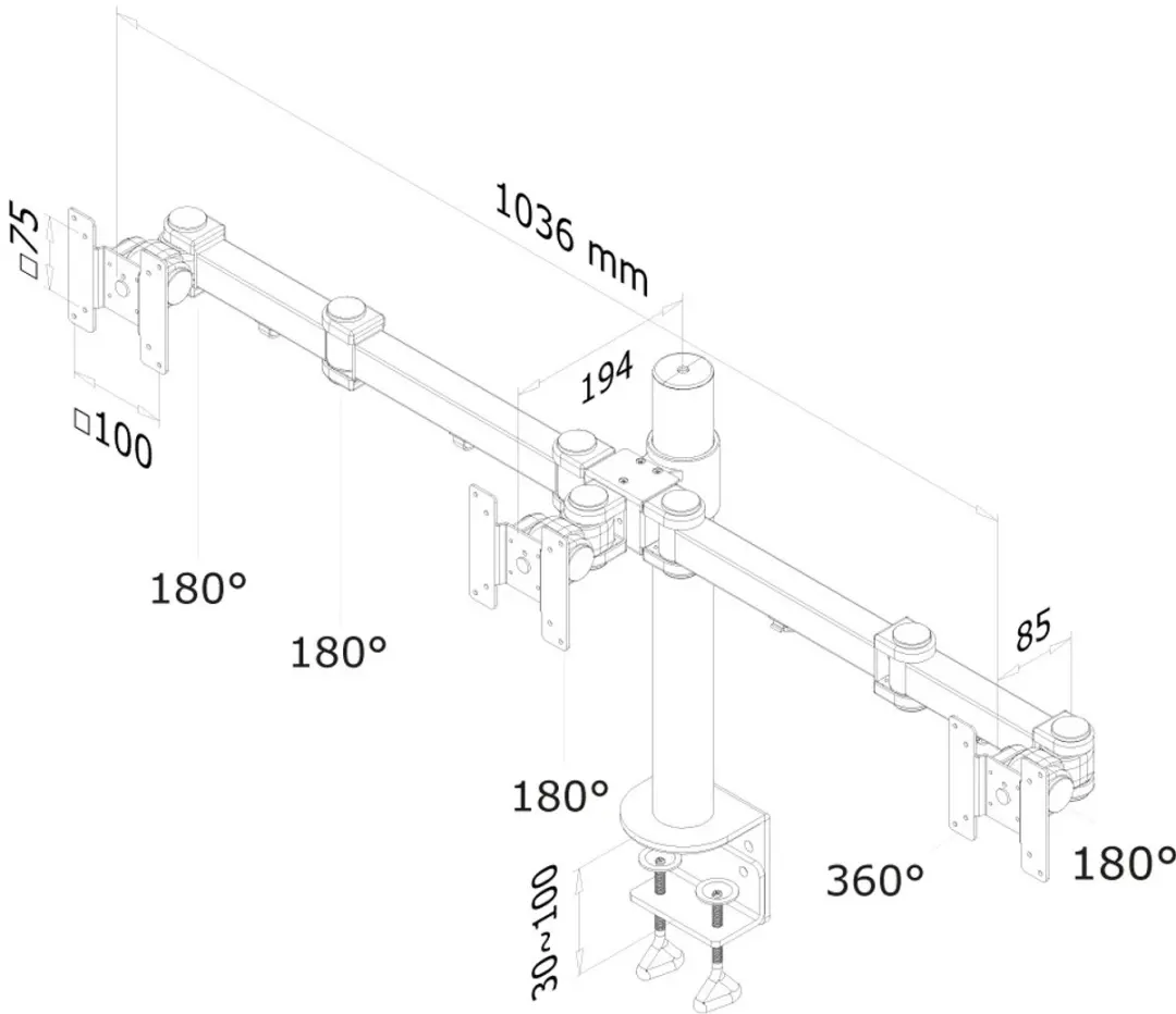 Neomounts FPMA-D960D3 Monitorarm 3 schermen - 10-21" - 0-6 kg - afbeelding 6 van 6