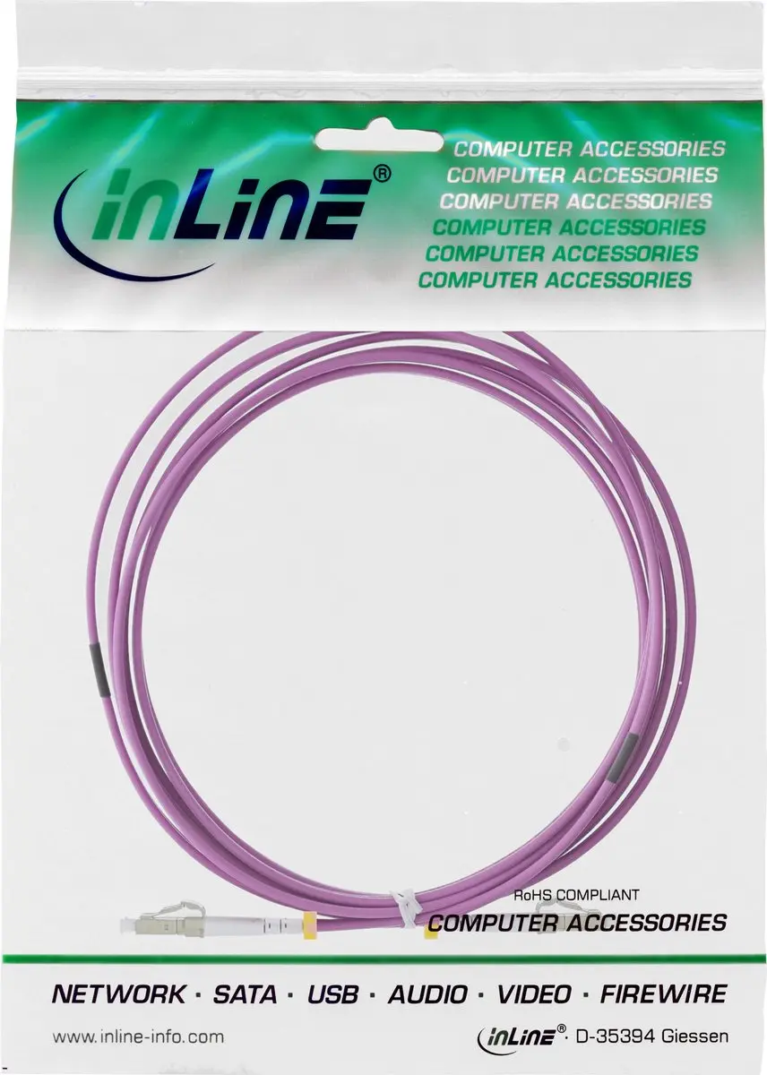 InLine Premium LC Duplex OM4 Glasvezelkabel - Paars - 1m
