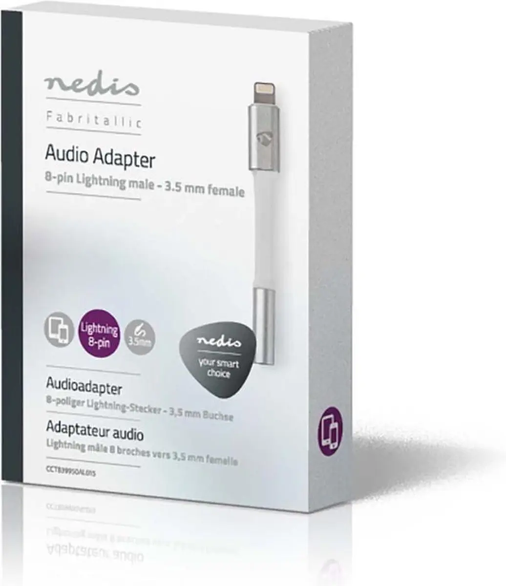 Nedis Lightning-Adapter 8-Pins 3,5mm - 15cm - Aluminium