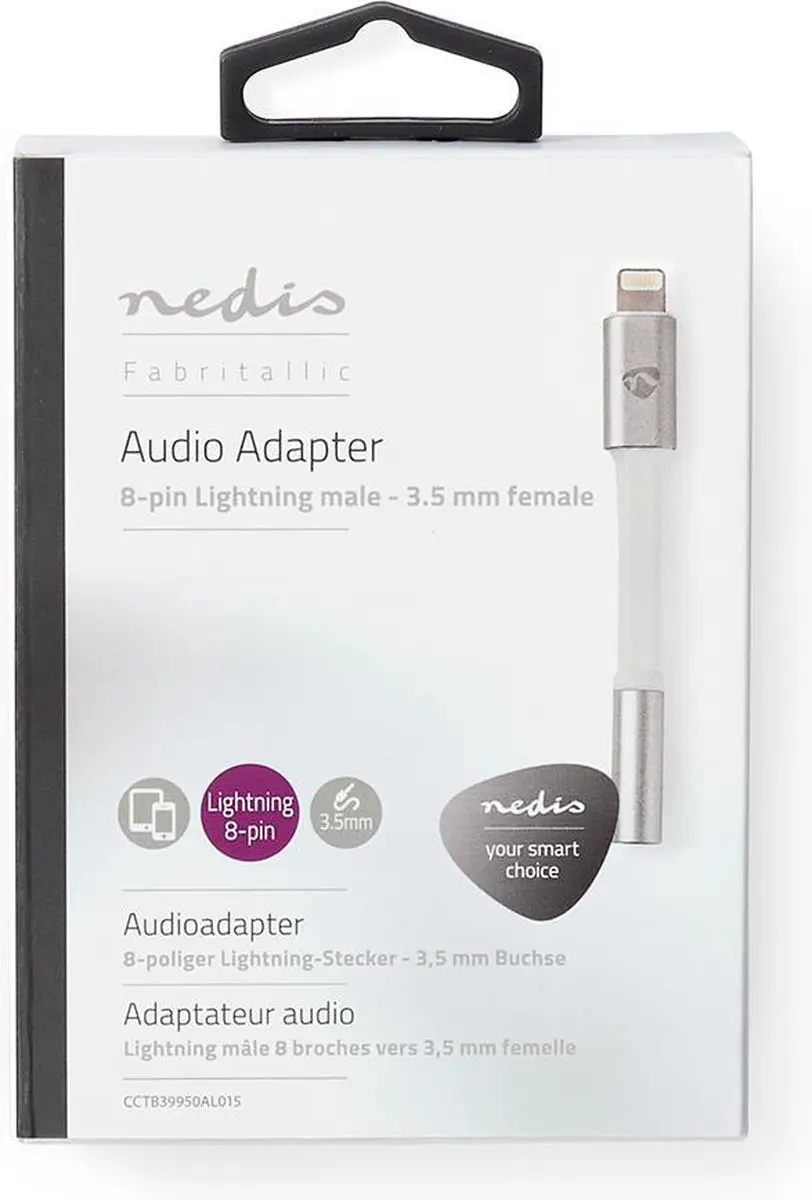 Nedis Lightning-Adapter 8-Pins 3,5mm - 15cm - Aluminium