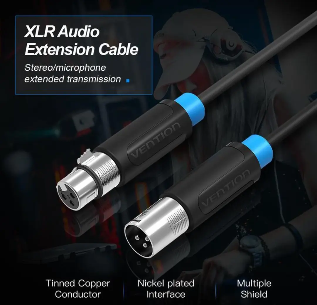 Vention BBFBJ XLR Audiokabel 5m - Zwart