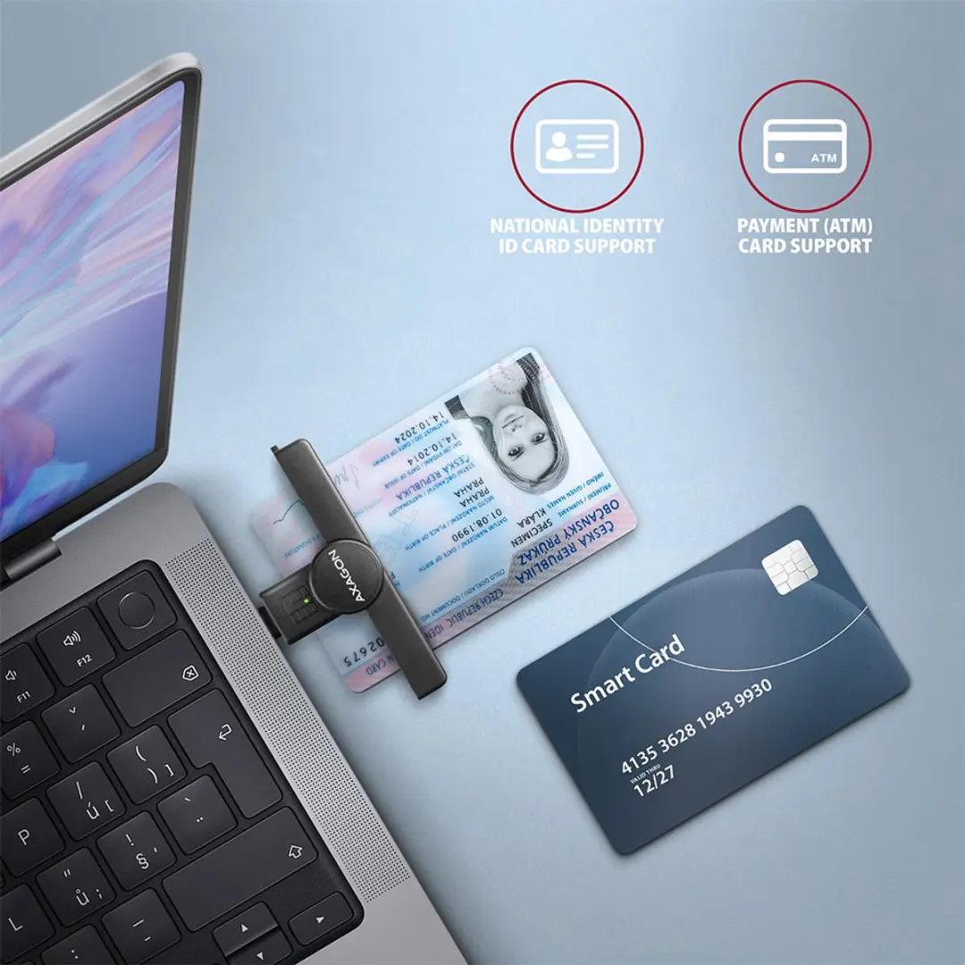 Axagon CRE-SMPC USB-C Smartcard Reader - Zwart - afbeelding 6 van 6