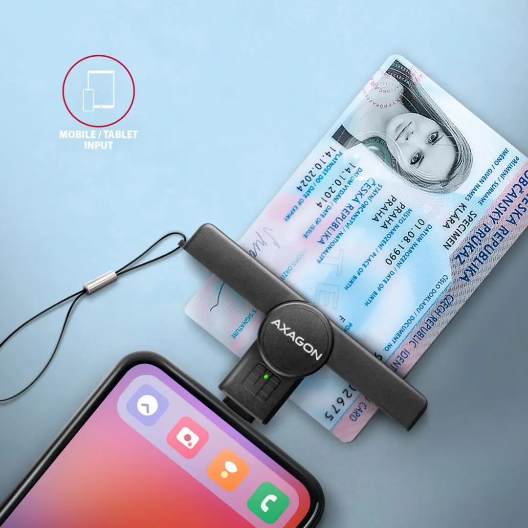 Axagon CRE-SMPC USB-C Smartcard Reader - Zwart