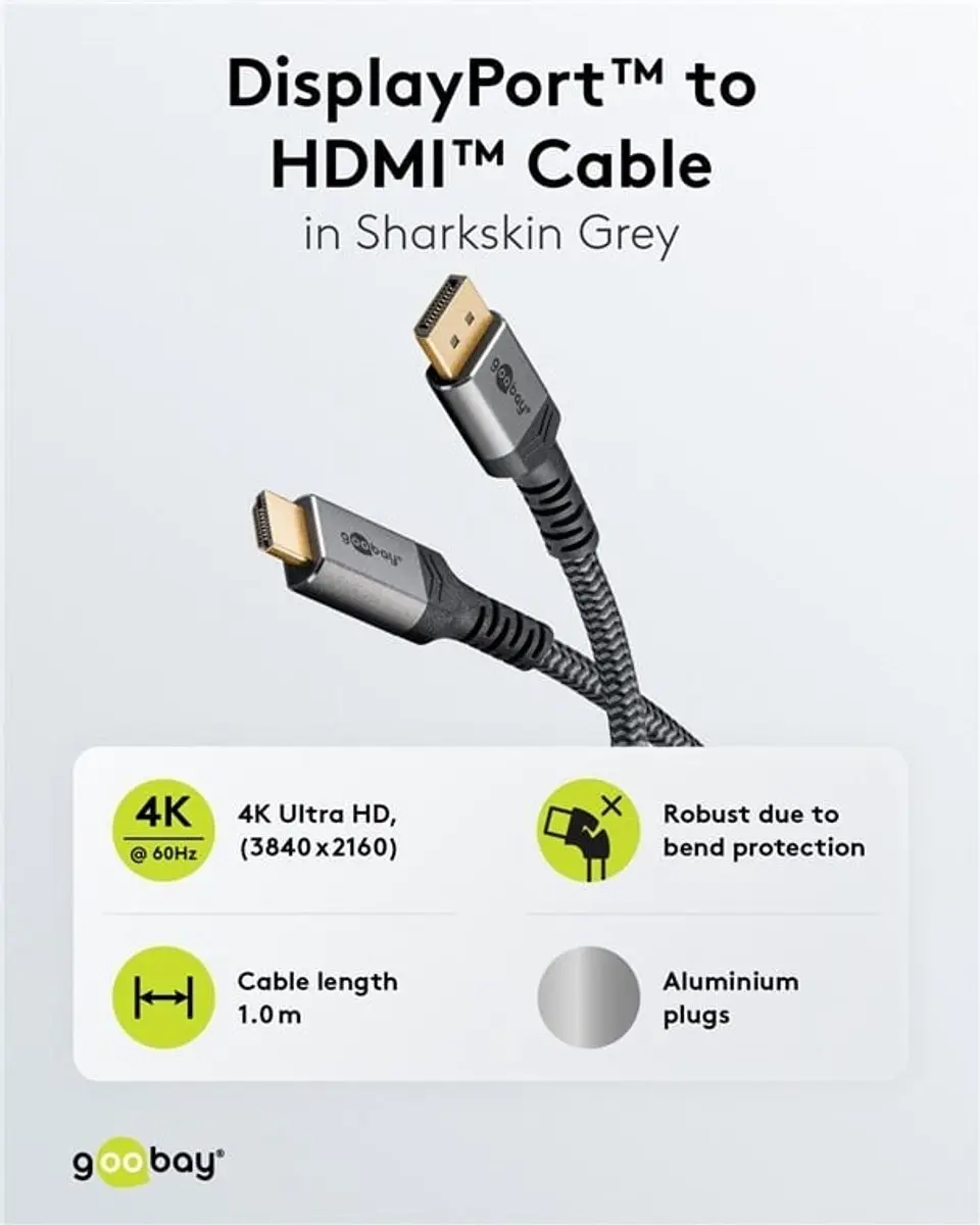 Goobay Plus DisplayPort naar HDMI Kabel 4K 60Hz 3m - Zwart