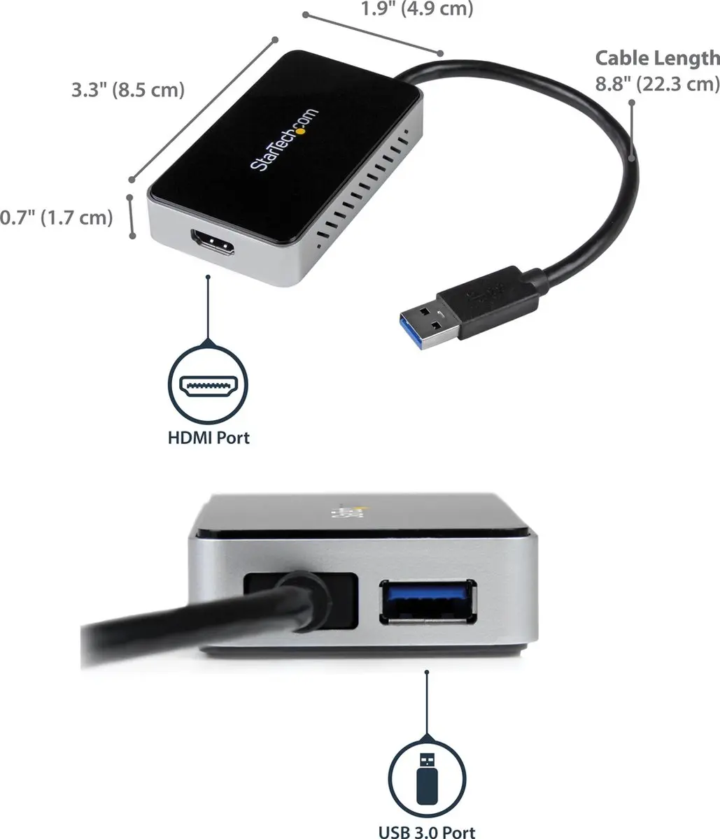 Startech USB32HDEH USB 3.0 naar HDMI Adapter - Zwart