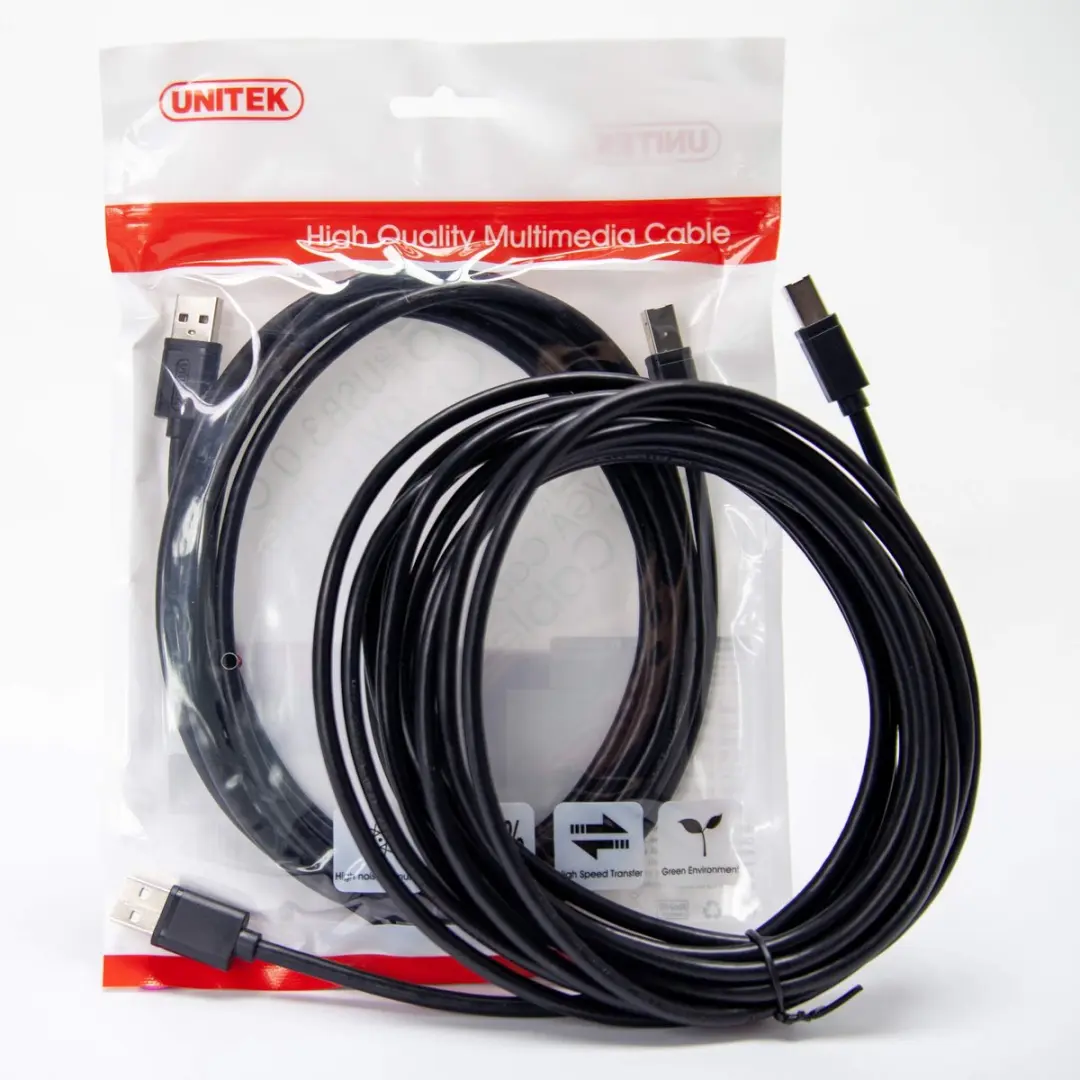 Unitek USB 2.0 Kabel A-B 5m - Zwart