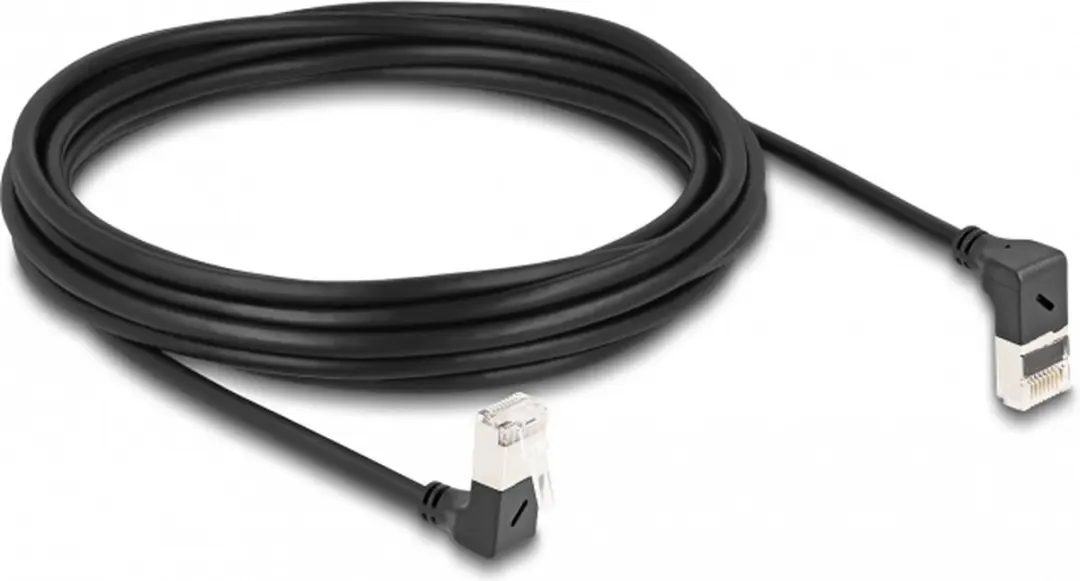 Delock Cat.6A S/FTP RJ45 Kabel 5m - 90° Hoek - Zwart