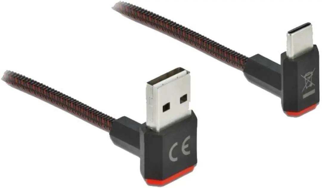 Delock USB-C Easy-USB-A Kabel Haaks 2m - Zwart/Rood