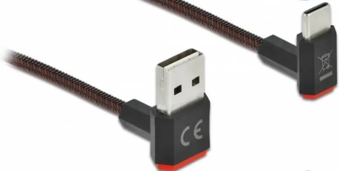 Delock USB-C Easy-USB-A Kabel Haaks 2m - Zwart/Rood