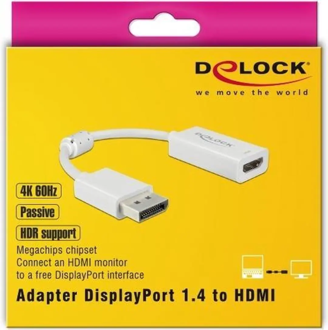 Delock DisplayPort naar HDMI Adapter DP 1.4 - HDMI 2.0 4K 60Hz HDR - Wit