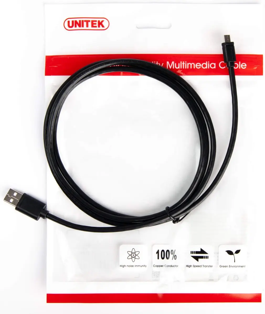 Unitek USB A naar Micro USB B Kabel 3M - Transparant