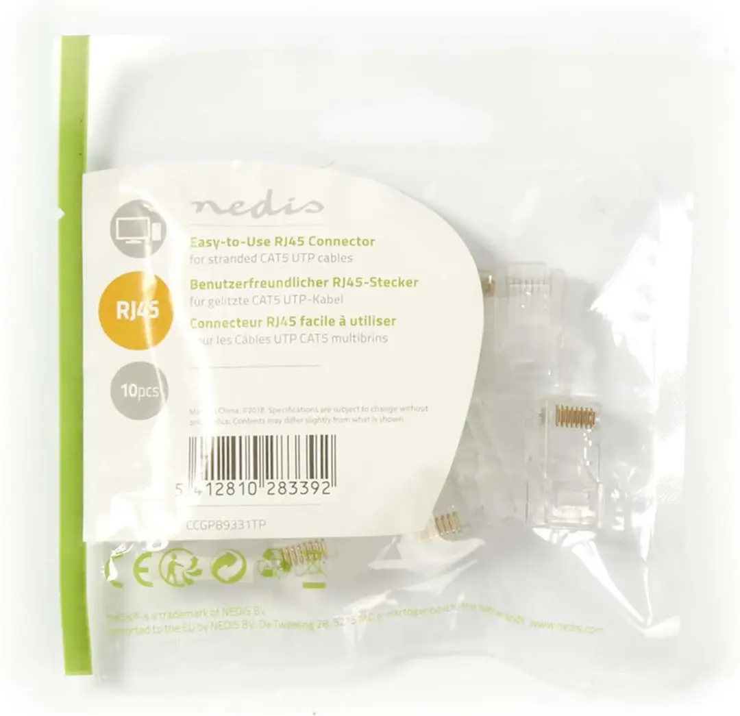 Nedis RJ45 Pass Through Connector - 10 Stuks - Verguld