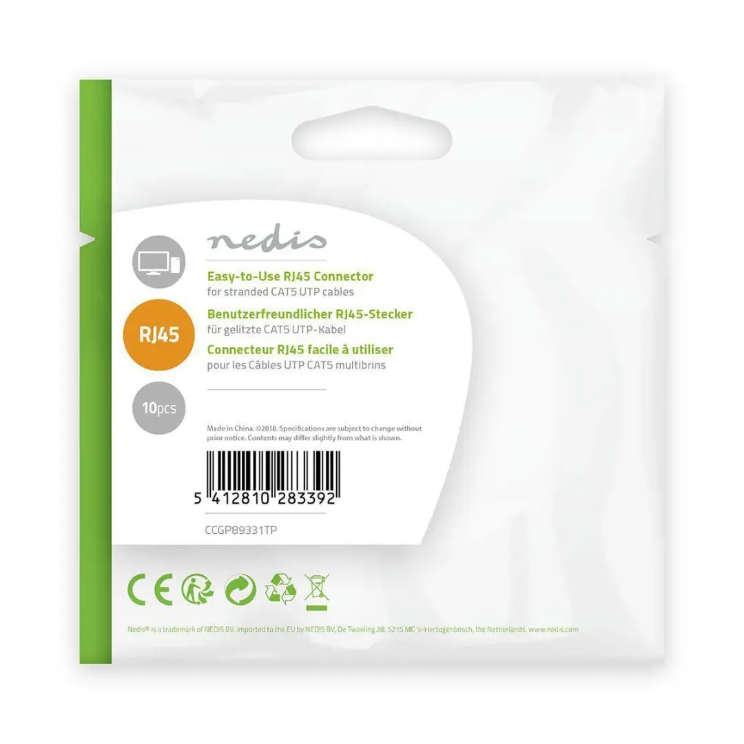 Nedis RJ45 Pass Through Connector - 10 Stuks - Verguld
